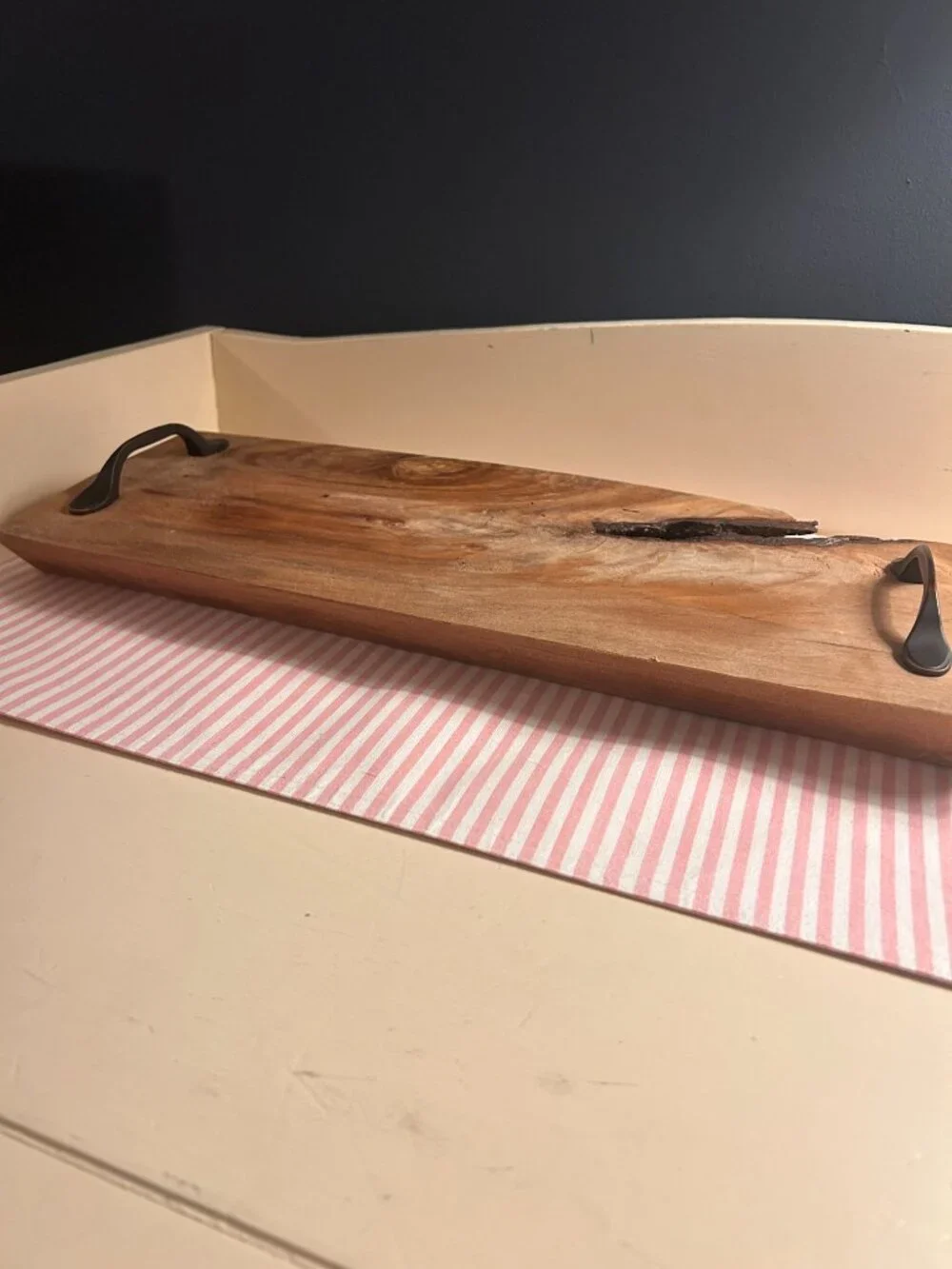 Artisan Live Edge Wooden Tray With Handles